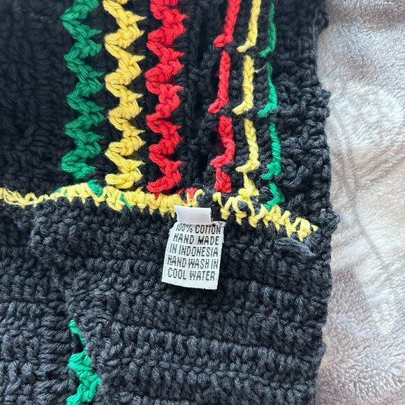Handmade Crochet Rasta Reggae Bob Marley Hippie Woodstock Halter Top Women’s XL - Picture 5 of 5